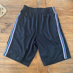 Champion Kids Black Mesh Shorts with Red and Blue Accents